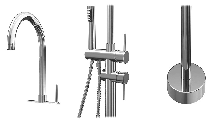 Scandibath Bateria Wannowa Chrom Wolnostojaca Z Zestawem Natryskowym Df 012 Plytki Lazienki